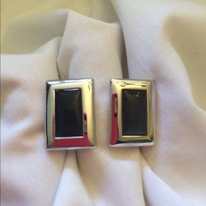 COPY - Men's silver tone blue center cuff link